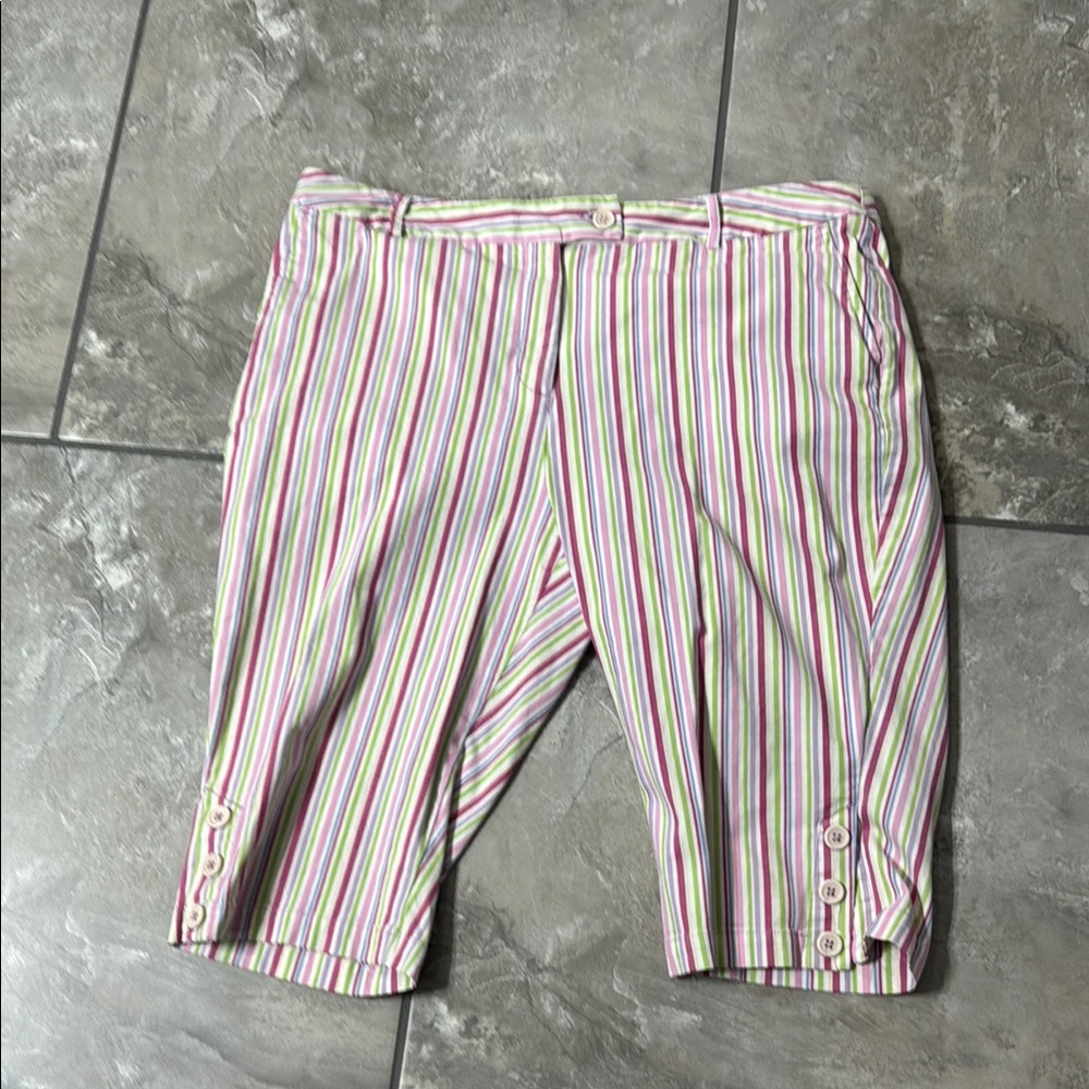 Westbound Pink and Green Striped Shorts